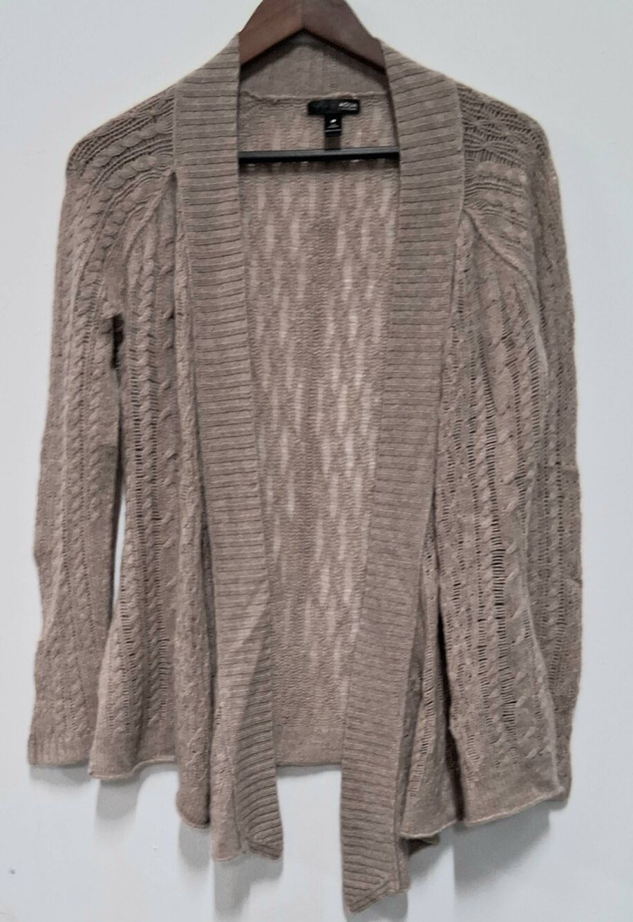Aqua cashmere 100% cashmere cardigan womens small sweater tan beige lightweight